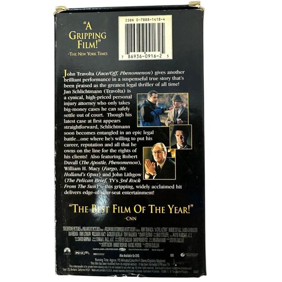 A Civil Action VHS John Travolta 1998 Legal Drama Touchstone Pictures PG-13 - Picture 2 of 8